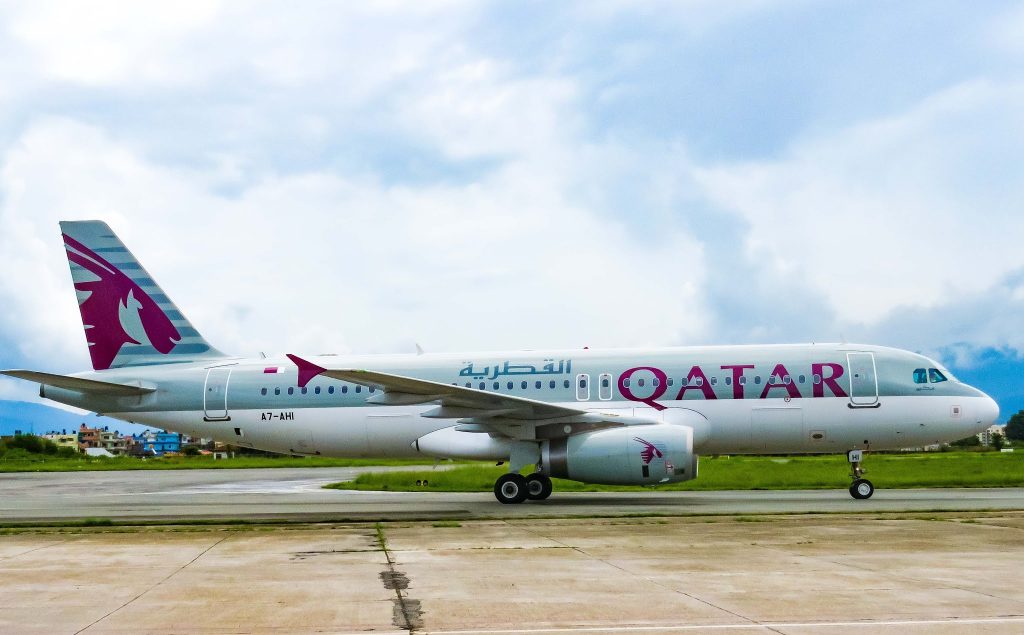 A7-AHI QATAR AIRWAYS AIRBUS A320-200 Location: VNKT, Tribhuvan International Airport, Kathmandu, Nepal